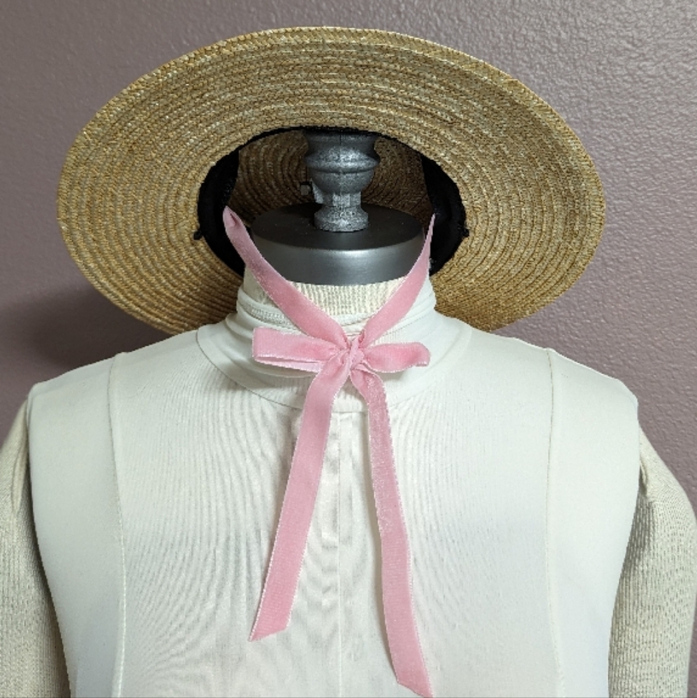 Vintage Inspired Straw Hat with Ribbon